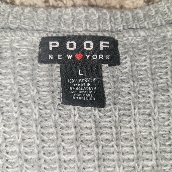 Poof New York V-Neck Sweater Women's Sz Lg - Picture 7 of 10
